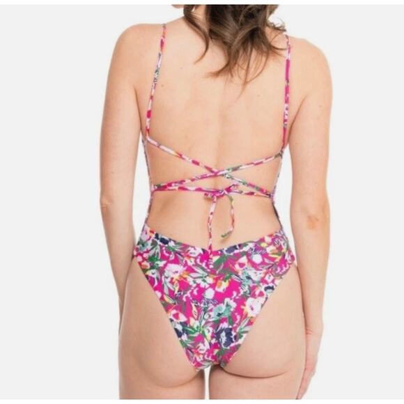 NWT Maaji Brittany Reversible One-Piece Swimsuit Floral‎ Summer Womens Medium - Picture 2 of 8